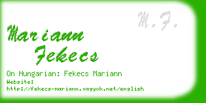 mariann fekecs business card